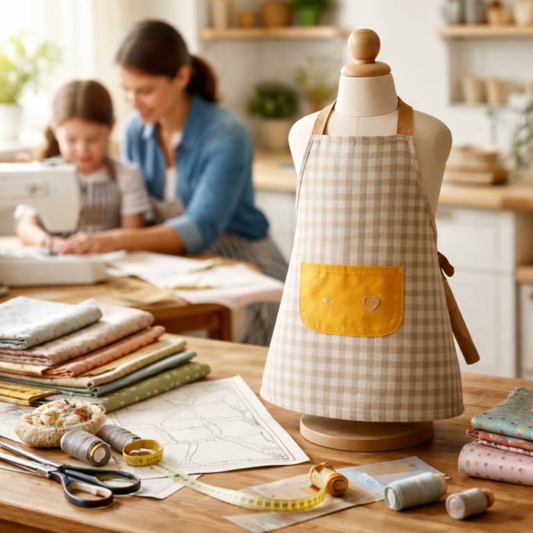 Patron gratuit : coudre un tablier d’enfant, simple et durable